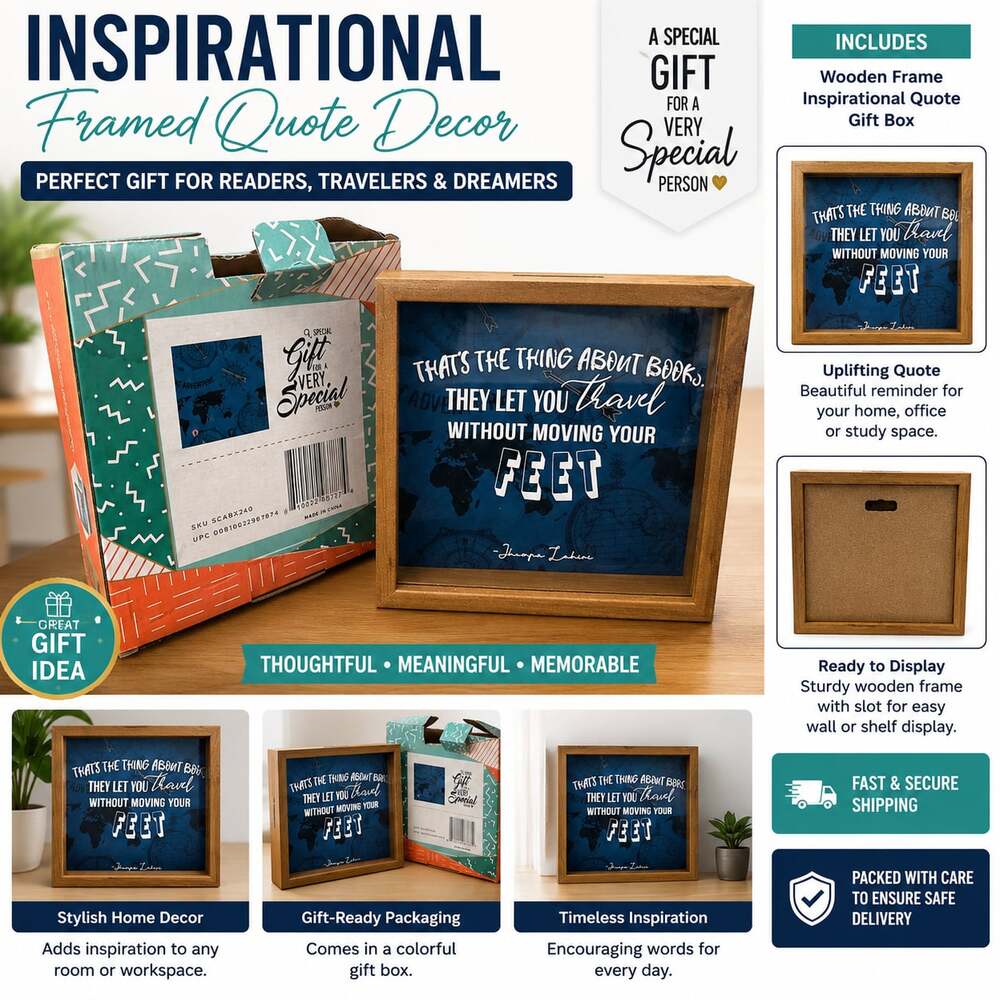 Inspirational Framed Quote Decor - 'That's the thing about books, they let you t